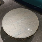 Round Marble Coffee Table with Geometric Metal Base and Signature Luxury Detailing